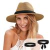 Womens Wide Brim Paper Straw Hat Beach Vacation Sun Protection Foldable Panama Style