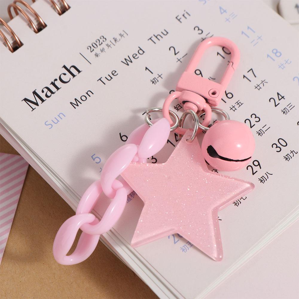 Ornament Glitter Stars Pendant Pink and Black Y2K Jewelry Keychain Cartoon  Keychain  Women Men