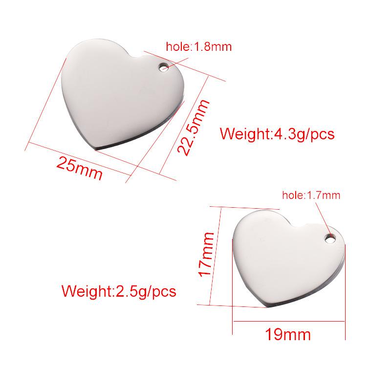 Gravierbarer herzförmiger Spiegelanhänger - Schmuckzubehör aus Edelstahl (17*19mm/22.5*25mm)