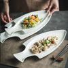 Ceramiczny talerz obiadowy Restauracja Kreatywny Talerz deserowy w kształcie ryby Naczynie na przekąski Talerz do sushi Talerz na rybę gotowaną na parze Jednokolorowe naczynia stołowe