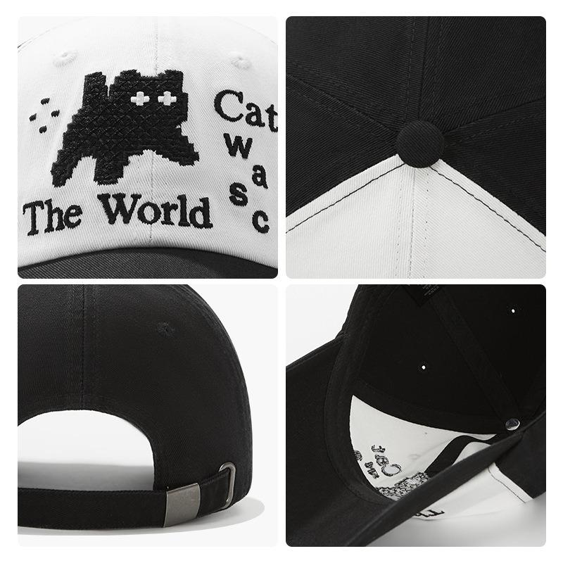 Original design pixel wind cat embroidery baseball cap female simple versatile spring and summer outdoor sunshade cap