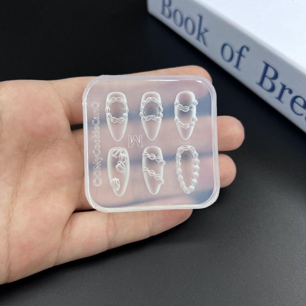 French style Cream Lace Nail Art Mold Silicone Nail Decoration Resin Molds DIY Nails Transparent Mold