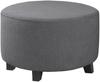 All Inclusive Round Ottoman Cover Spandex 1PC Footstool Protector Elastic Polar Fleece Footrest Slipcover For Living Room Home