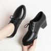 Coarse heel single shoes new spring soft sole medium heel British style