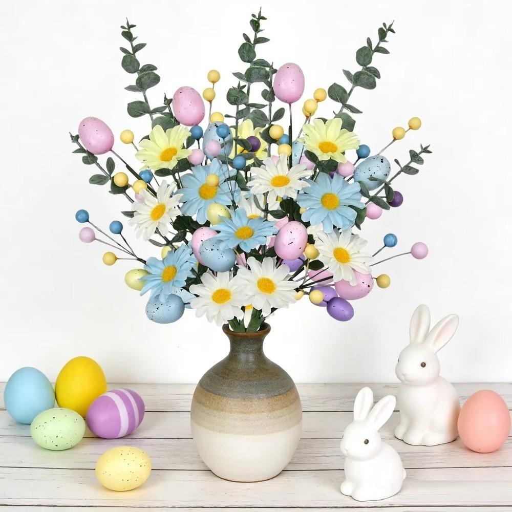 Realistic Easter Flower Bouquet Colorful Decorative Easter Egg Decor DIY Berry Easter Egg Branch Party Decoration