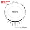 Punk Black Beads Rivet Choker Necklaces for Men Women Exaggerated Silver Color Metal Long Spike Tassel Necklaces Y2K Jewelry