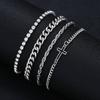 A Set of 4 Simple Street Style Cross Twist Chain Cuban Chain Bracelets, Basic Style for Boyfriend, Suitable for Men To Wear