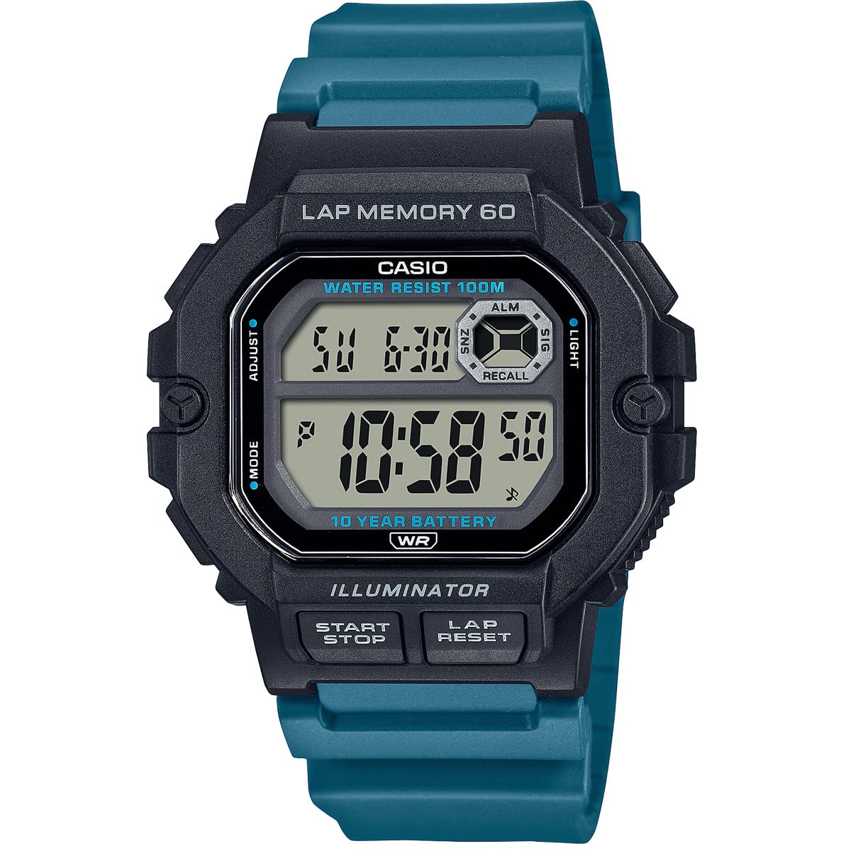 CASIO Casio sports gear WS-1400H Square Digital Watch Sports Running Jogging Lap Memory 60 (Peaco...