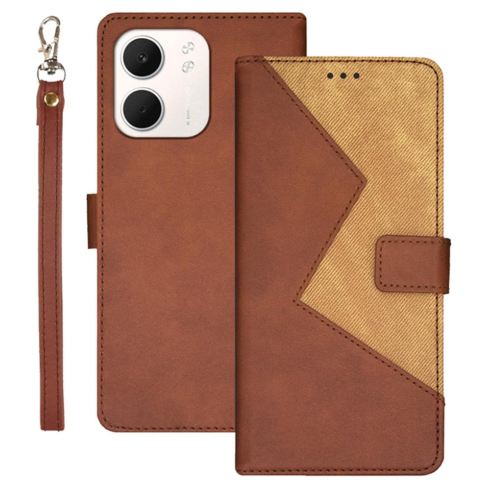 IDEWEI For Oppo A5x 4G Case Card Slots Splicing Color Leather Phone Cover with Wrist Strap