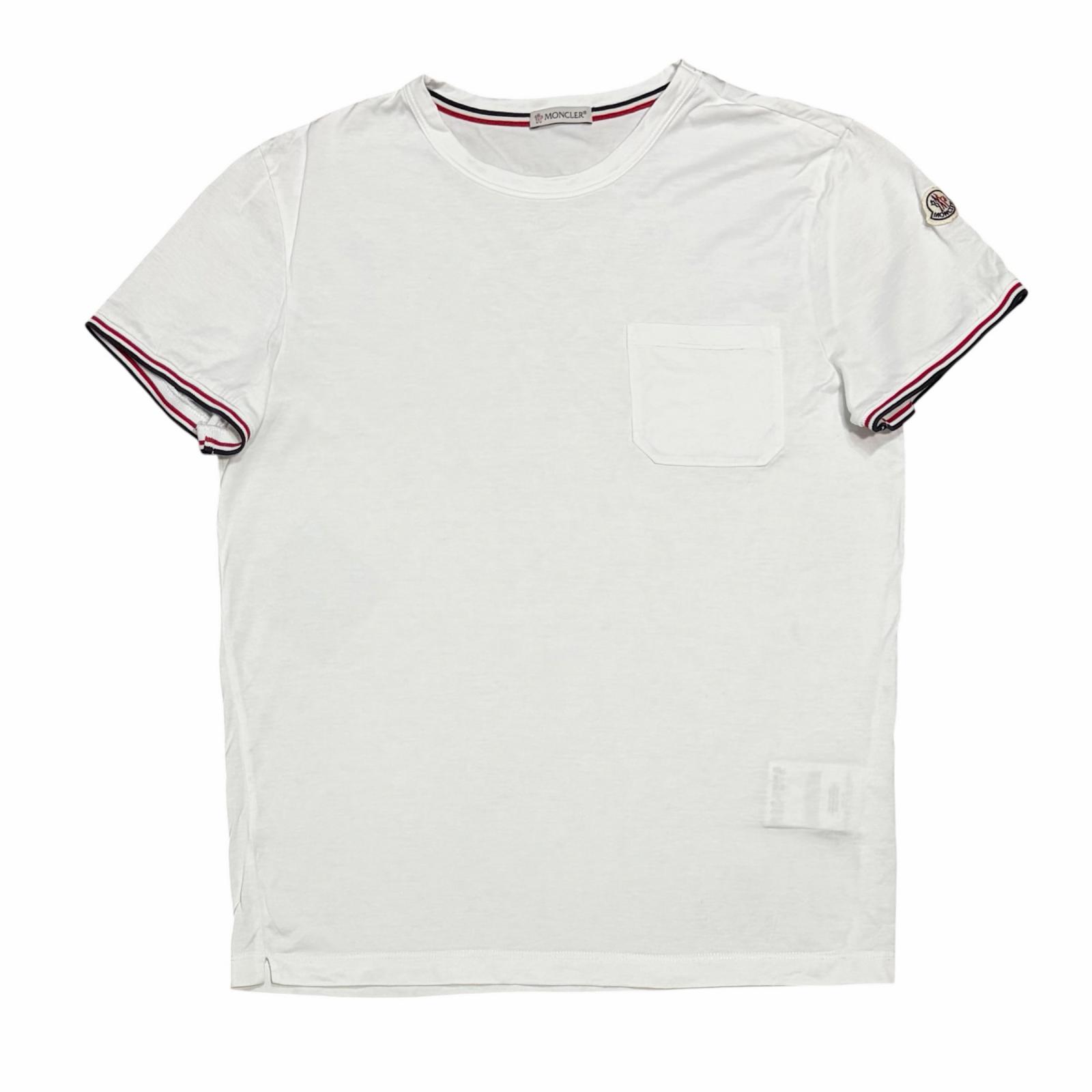 MONCLER Трехцветная футболка Белая Мужская Размер S Модель E109180198008390Y