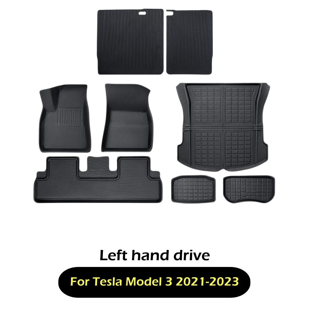 3D Floor Mats For Tesla Model 3 Highland Model Y 2017 to 2025 All Weather Floor Carpets Trunk Mats Waterproof Cargo Liner