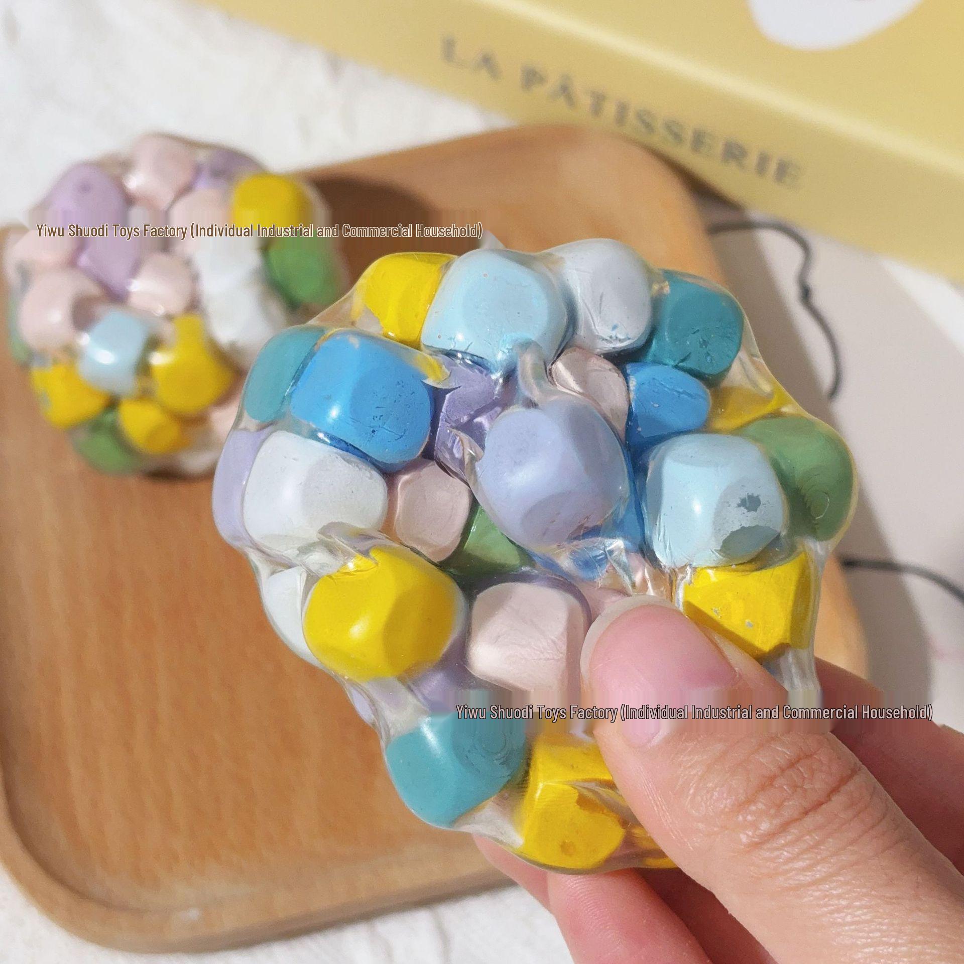 Dopamine Handmade Wooden Stress Relief Ball - Seven-Color Rattling Toy