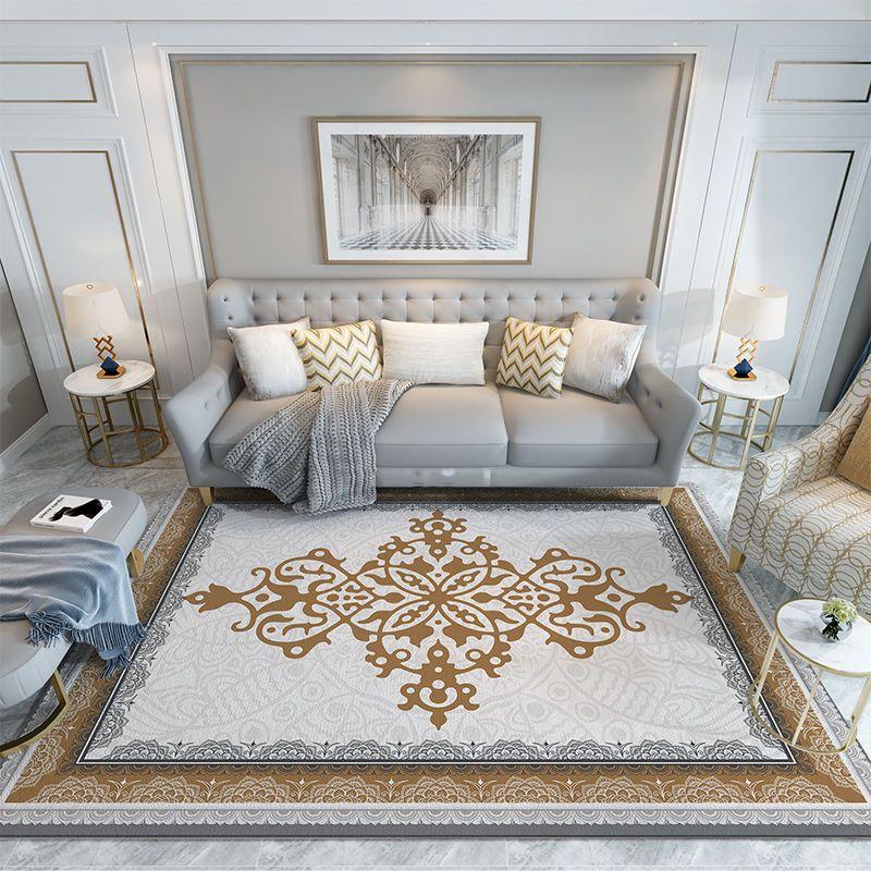 Retro American Style Living Room Carpet Classical Decoration Home Sofa Machine Washable Rug Lounge Bedroom Non-slip Mat Fully