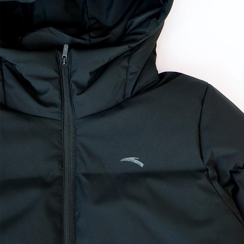 Anta Training Series Solid Color Water-Resistant Warm Loose Hooded Puffer Jacket Women outerwear Basic-Black 162447919-5