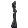 European & American Fashion Women's Solid Mesh Slit Long Dress with Hot Drill Accents