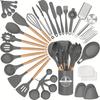 43pcs/set, Silicone Cooking Utensils Set Non-Stick Heat Resistant Kitchen Utensils Spatula Set With Wooden Handle For Baking CookingBest Kitchen Stuff