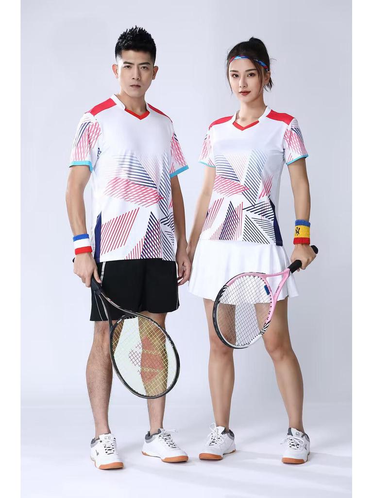 Quick-Dry Short-Sleeve Sports Jersey Set for Table Tennis and Badminton - Men's & Women's Summer Competition Uniform