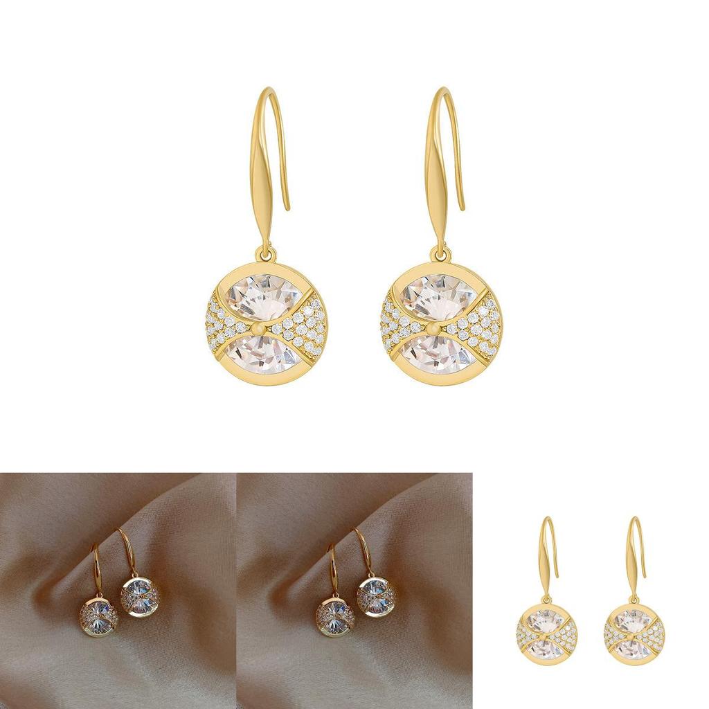 Korean Style Silver Earrings With Rhinestone For Trendy Night Out