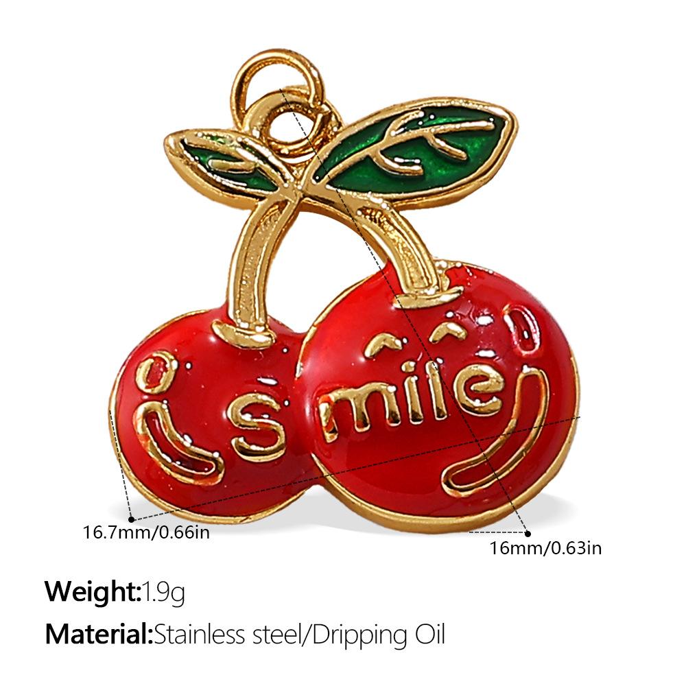 2026 Drop Oil Fruit Contrasting Color Strawberry Cherry Pendant Accessories, Apple Handmade Jewelry Bracelet Necklace