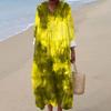 Women's Casual Fashion V-Neck Long Sleeve Floral Print Maxi Dress