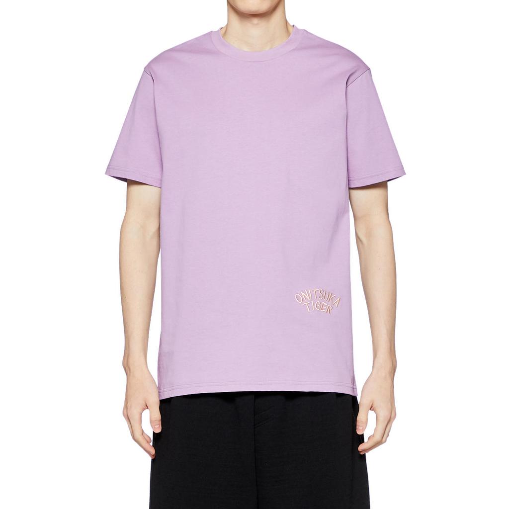 ONITSUKA TIGER Alphabet Embroidery Casual Short Sleeve T-Shirt Unisex Tops Violet 2183B150-400