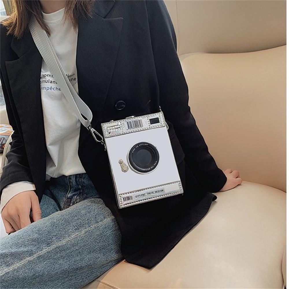 Moda casual personalidade criativa alça de ombro larga câmera pequena bolsa quadrada moda simples bolsa de ombro único bolsa crossbody