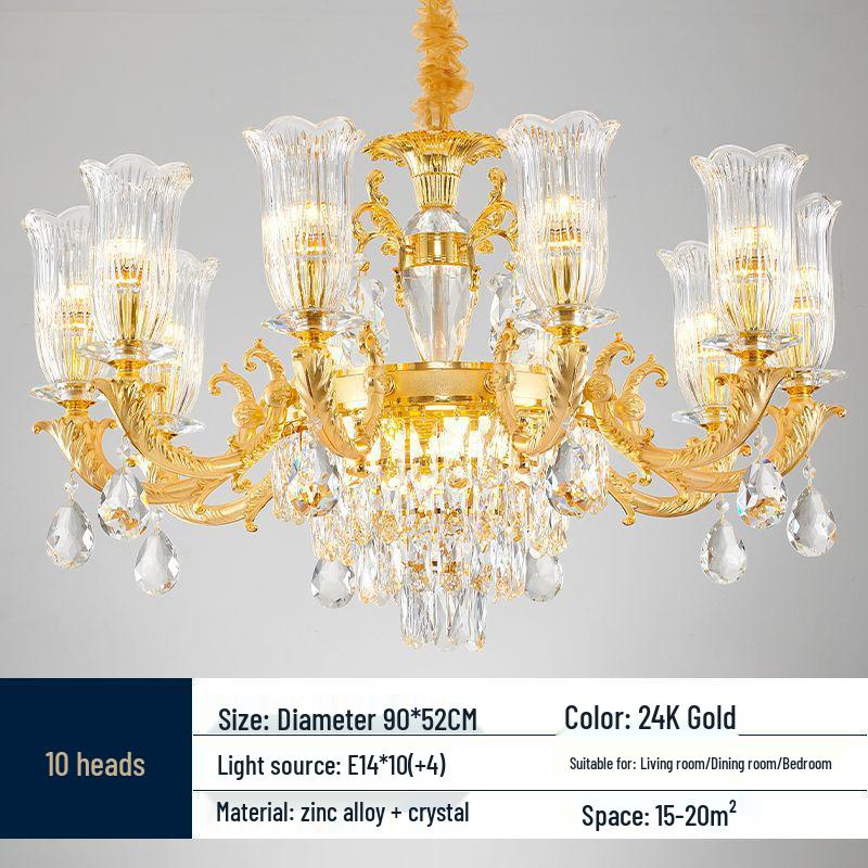European French Crystal Chandelier: Luxury Lighting for Living Room, Bedroom, Dining Room, or Hall