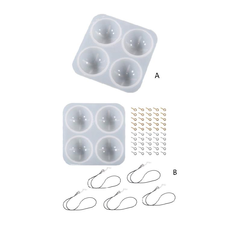Hemisphere Gem Epoxy Mold for DIY Jewelry Craft Making with Screw Ring Kit