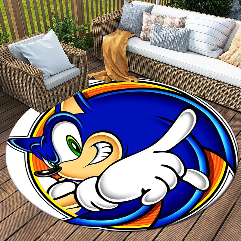 Sonic Printed Chair Rug for Home Office Use, Living Room Kitchen Game Room Round Carpet