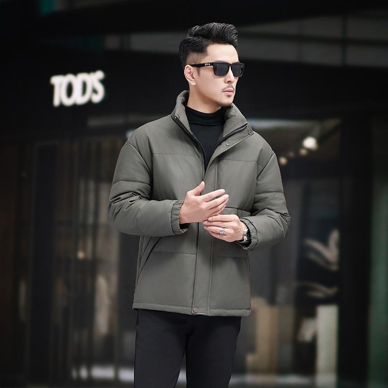 Autumn and Winter First-layer Calfskin Down Jacket Stand-up Collar Short Thickened Leather Leather Jacket Men's Fashion Leather Jacket