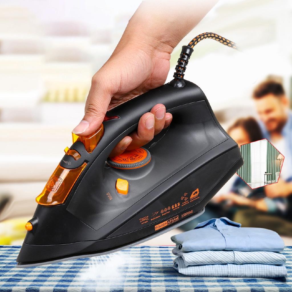 Steam Iron for Clothes 4 Level Adjustable Vertical Electric Irons Self-Cleaning Travel Portable Ironing Steamer 2500W Black/Red