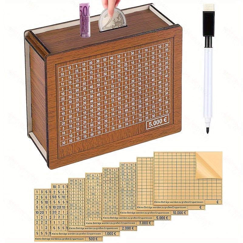 

8pcs/Set Creative Wooden Piggy Bank, Reusable Wooden Piggy Bank with 8 Stickers, Wooden Crafts with Number Scale, Household Items 8pcs/Set