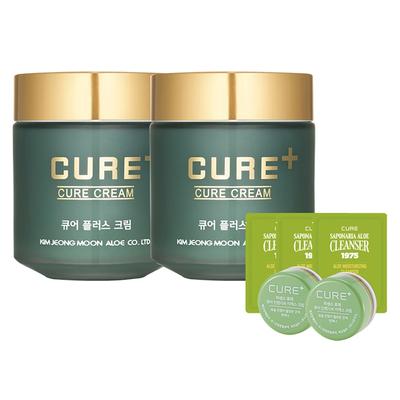 Kim Jeong-moon Aloe Cure Plus Creme 80 g x 2 Stück + Cure2X Mini 3,5 g x 2 Stück + Reiniger 2 ml x 3 Stück, 1 Set