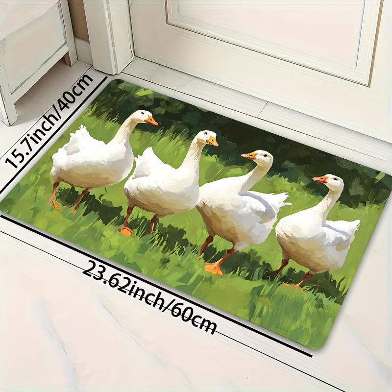 

Versatile 8mm Oil Painting Design Rug - White Goose on Lawn | Machine Washable Polyester Floor Mat for Gaming Room, Bathroom, Ki 40cm x 60cm