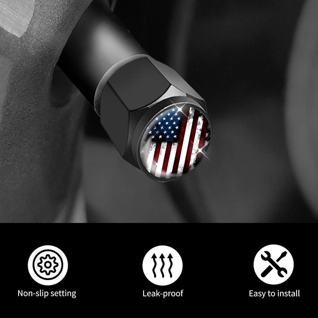 Tire Valve Stem Caps 4 Pack, Car Wheel Stem Caps,Aluminum Air Valve Covers Universal Fit for Cars, SUVs,Trucks, Bikes, and Motorcycles(Vintage n