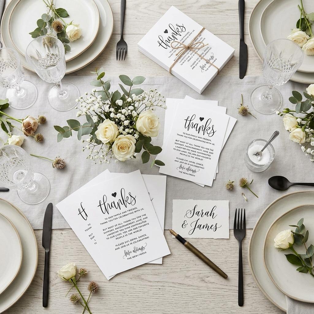 Floral Wedding Table Cards 10x15cm Writable Thank You Cards 50Pcs Pack