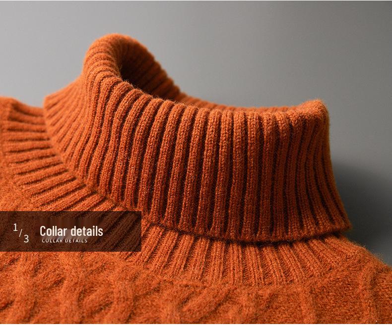 Herren Reine Wolle Rollkragenpullover - Herbst/Winter Business Casual Gestrickte Basisschicht