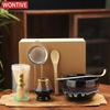 6PCS Matcha Tea Set Ceramic Matcha Bowl Bamboo Whisk Scoop Teaspoon Sifter Vintage Song Dynasty Tea Ceremony Kit