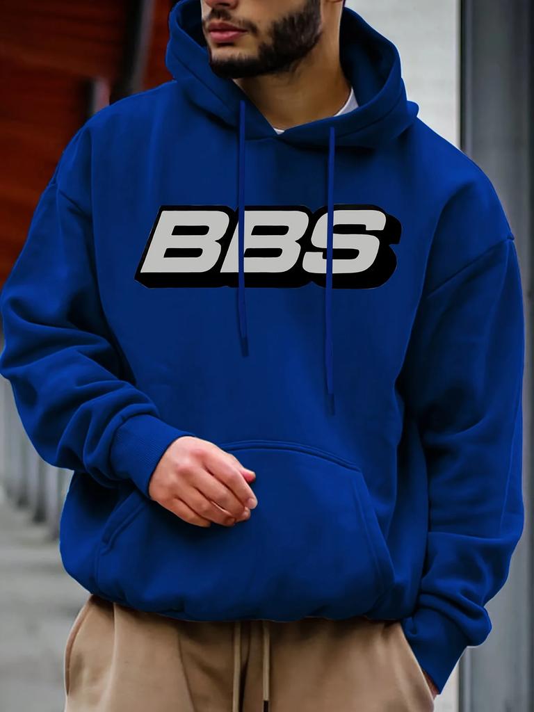 BBS Men's Casual Hoodie Fashion Long-sleeved Loose Casual Hooded Sweatshirt Autumn and Winter Warm Tops