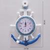 Estilo Mediterráneo Azul Blanco Timón de Barco Ancla Personalidad Creativa Reloj de Pared Decoración Reloj Electrónico Reloj de Navegación