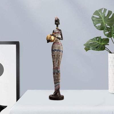 Africká Tribal Lady Socha Resin Craft Stolní dekorace Sběratelské dekorativní ručně malované pro