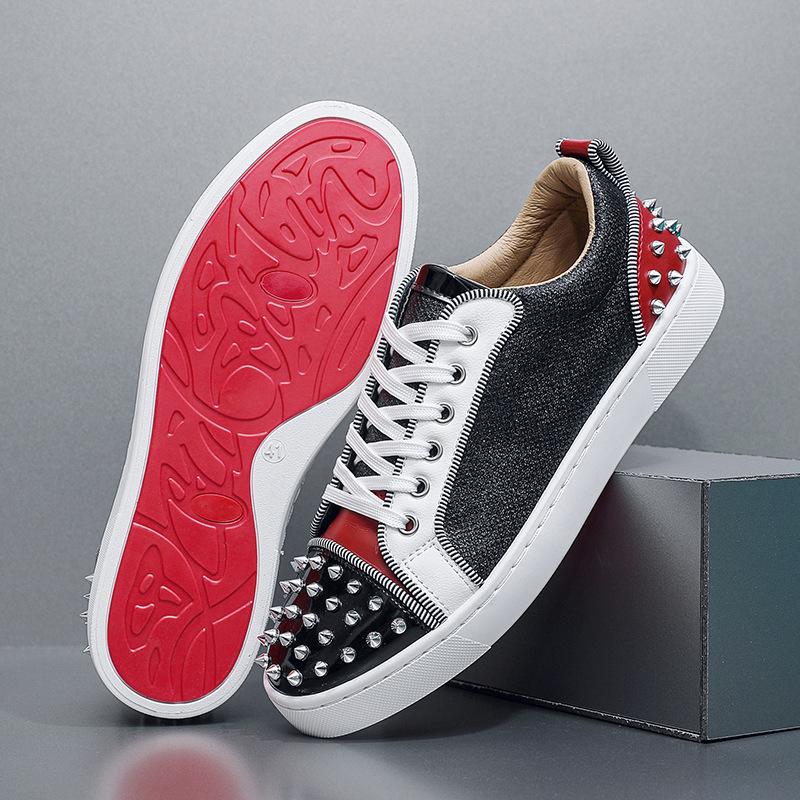 

Men s Sneakers Street Punk Style Board Shoes Designer Rivet Casual Shoes for Men Comfortable Breathable Walking Flats Mens Shoes 39