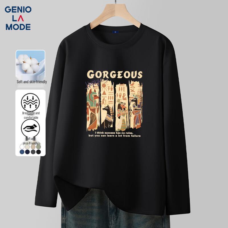 GENIOLAMODE Men's Pure Cotton Long-Sleeve T-Shirt
