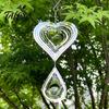 Stainless Steel Reflective Wind Spinners Outdoor Garden Decor, Sparkly Wind Chime, Yard Patio Farm Metal Heart Wind Spinners Gifts for Mom, Women