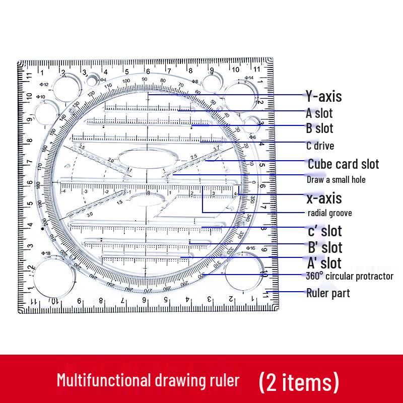 Multifunctional Geometric Drawing and Circle Template Ruler