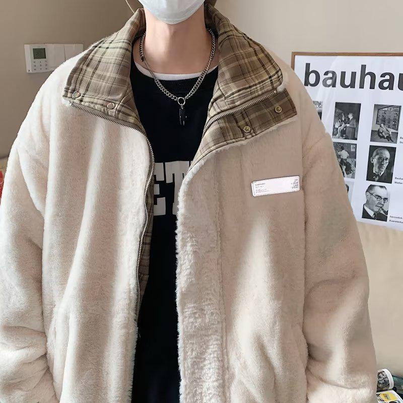 Men's Trendy Lambswool Jacket: Winter Street Style, Loose Fit, Double-Sided, Versatile Casual Coat