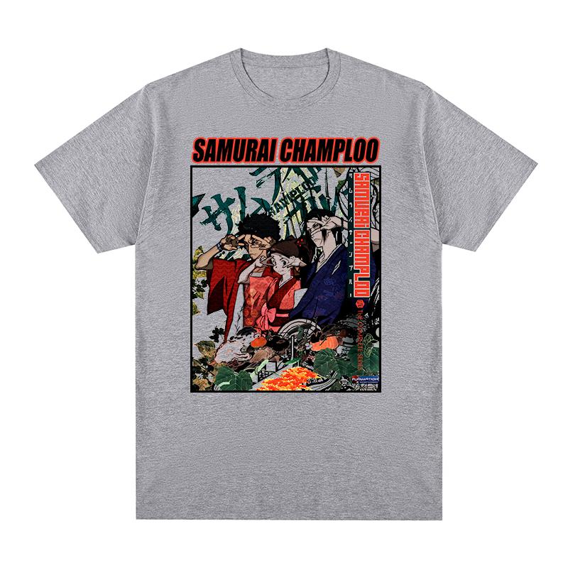 Samurai Champloo Винтажная футболка Японская Манга Аниме Хлопок Мужская Новая ФУТБОЛКА Футболка Женские Топы S