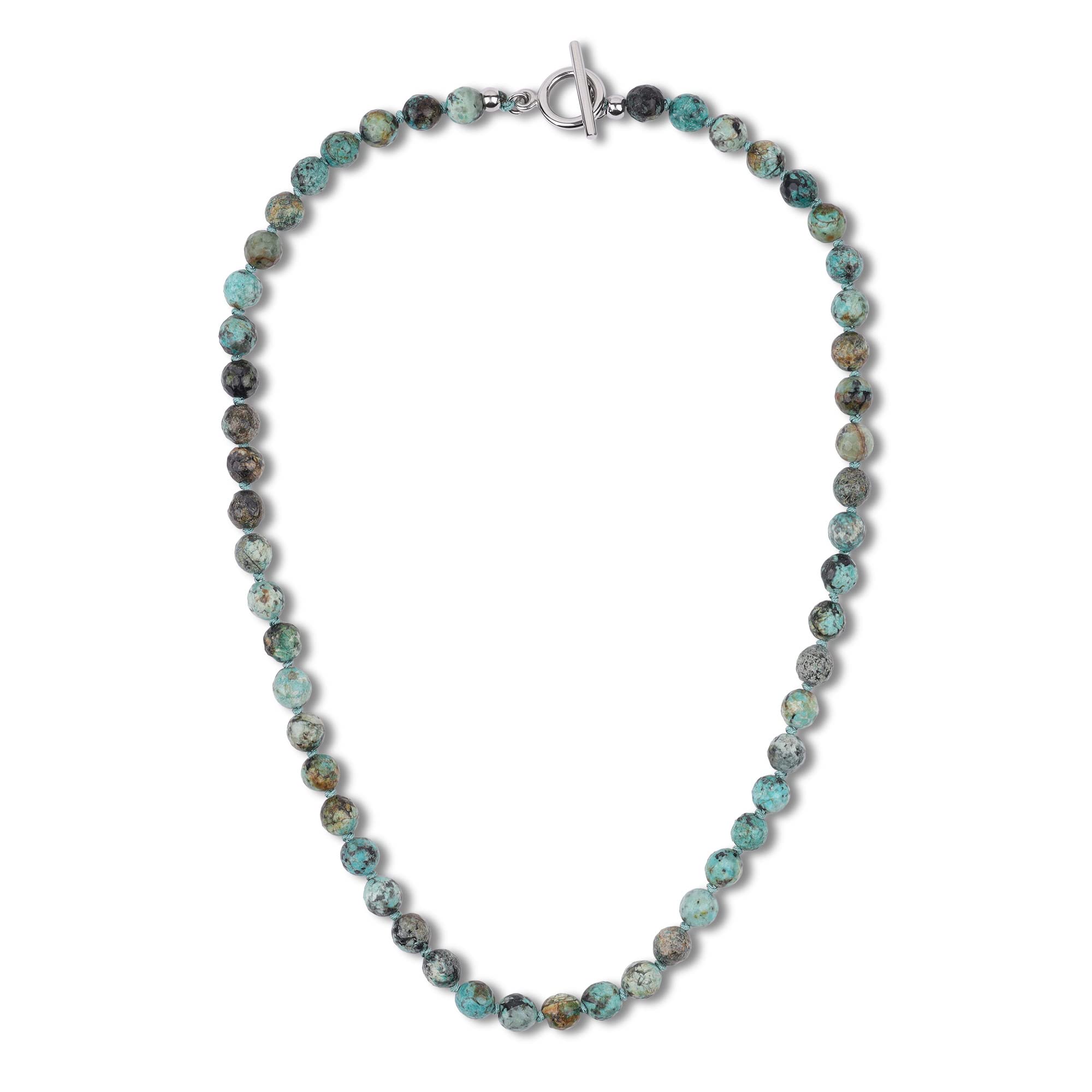 

African Turquoise Mantel Braided Knot Power Stone Necklace for Men [GAVU]