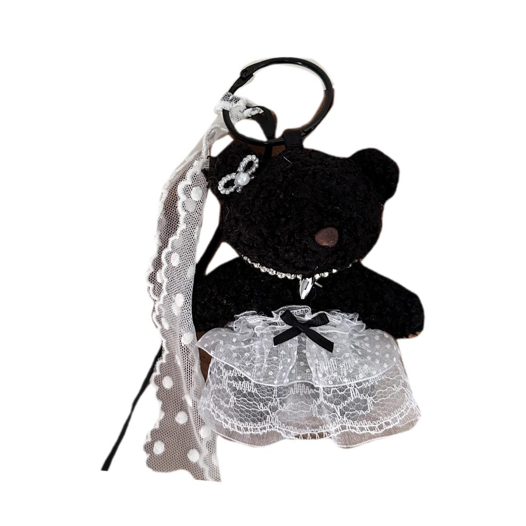 Elegant Plush Bear Keychain Charm Keyring Soft Furry Animal Pendant for Backpacks and Bags Fashion Accessory Decoration