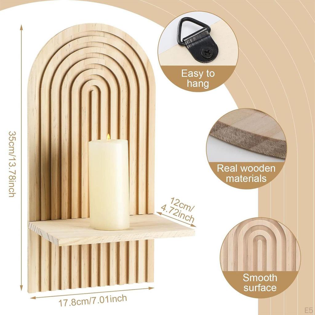 Kerzenhalter Boho Deko Holz Regenbogen Wandregale für Büro Wohnzimmer Weiß